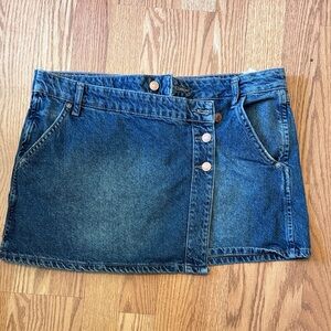 We The Free Dark Blue Denim Mini Skirt